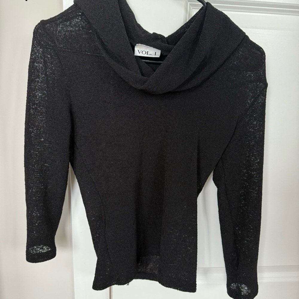 Vol. 1 Sheer Black Cowl Neck Women's Blouse
